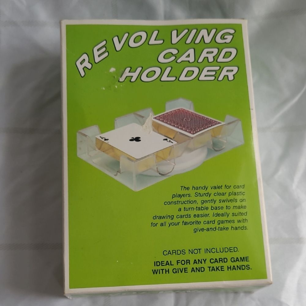 Dual Deck Revolving Card Holder NEW IN BOX Clear Plastic On TurnTable